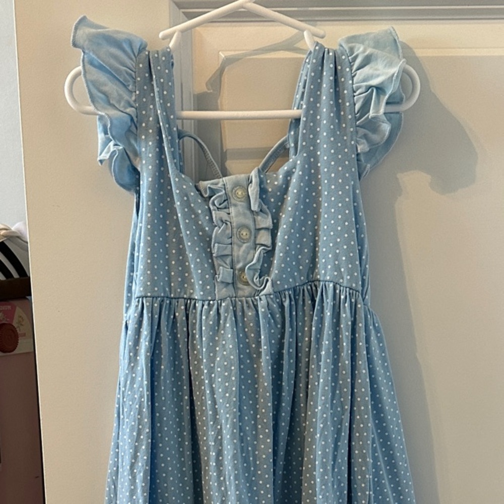 Madison Grace- Cinderella inspired Light Blue Polka Dot Kids Dress